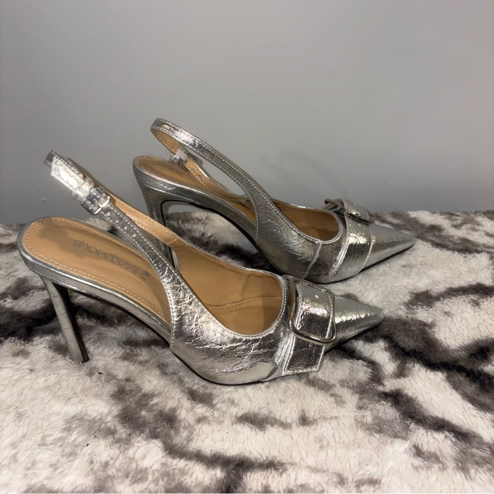 Silver Slingback Heels - Picture 3 of 6